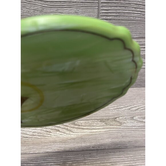 Celluloid Vanity Hand Mirror Green Art Deco Marble Look Embossed Vintage 12.5” - Picture 5 of 9